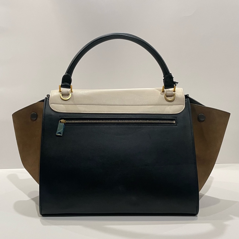 ICONIC☆Vintage Celine Trapeze - Tricolor Ivory Flap/Khaki/Black☆NWT - Picture 4 of 15